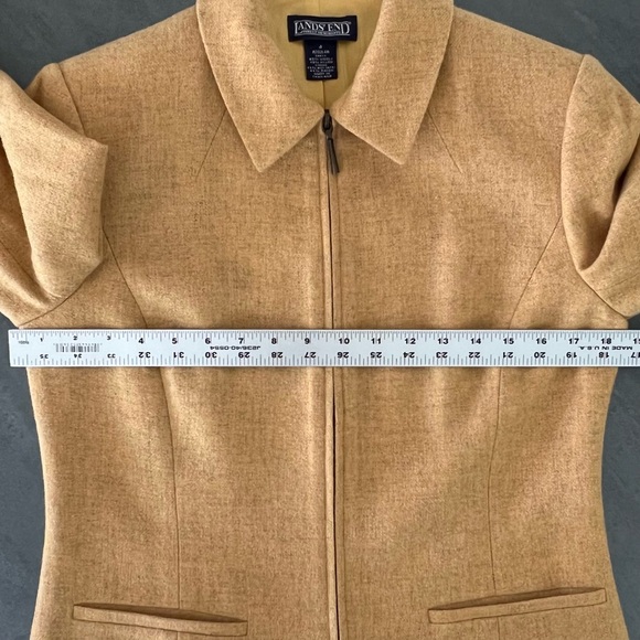 Lands' End Mustard Yellow Wool Blend Full Zip Lined Jacket Coat Women’s Size 4 - Picture 7 of 7